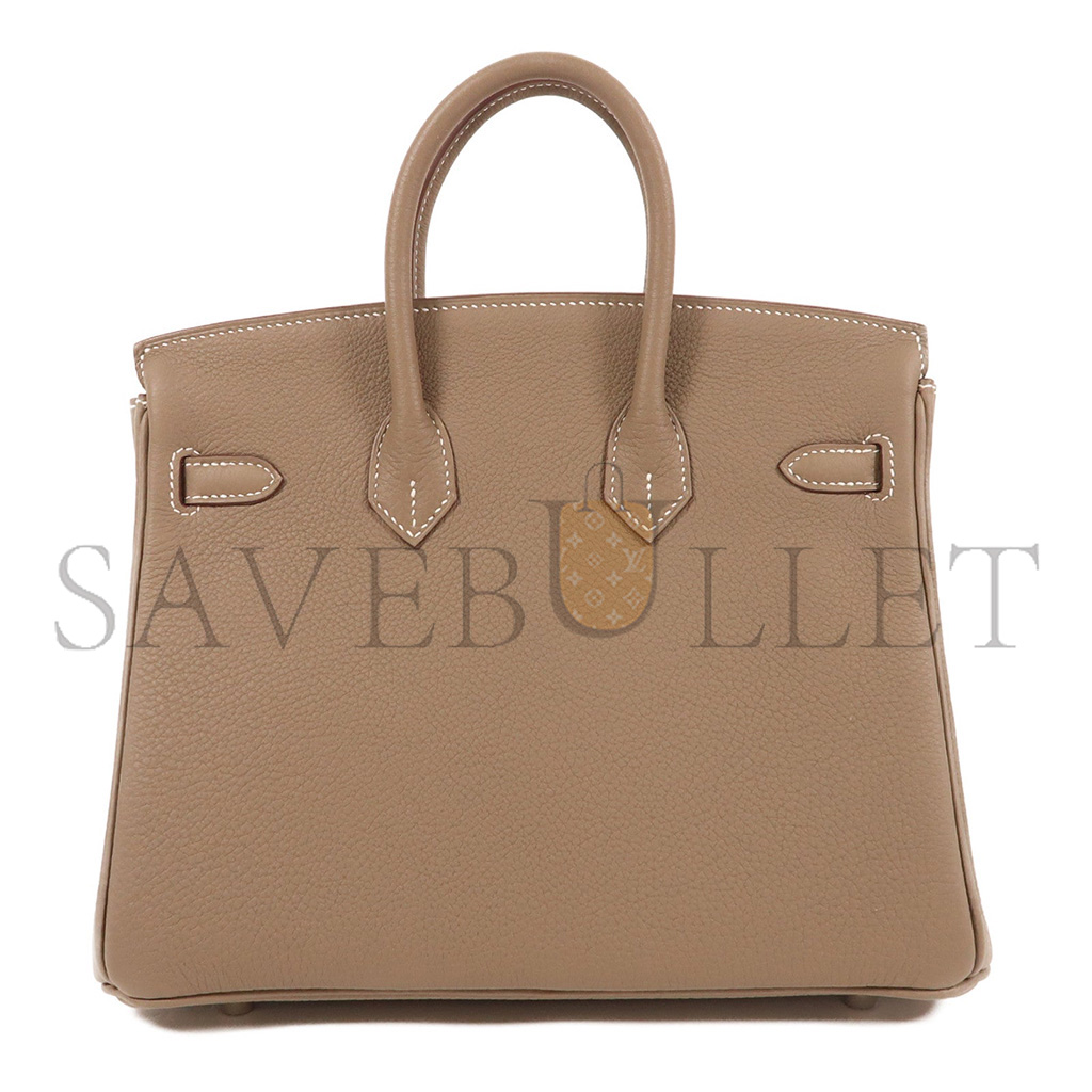 HERMES BIRKIN 25 SWIFT LEATHER ELEPHANT GREY GOLD BUCKLE 2161400204332 (25*20*13cm)